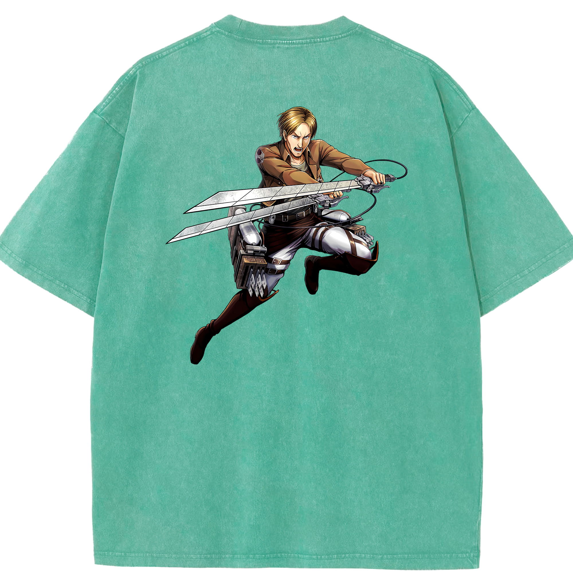 （画像用） 進撃の巨人 Attack on Titan 綿100% ヴィンテージ風 半袖Tシャツ（背面プリント）